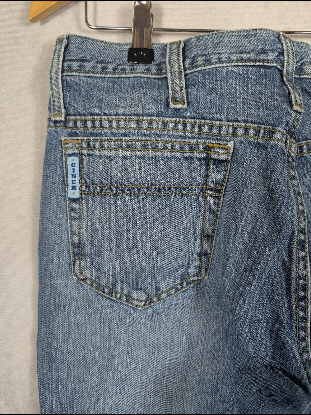 Cinch White Label Relaxed Straight Jeans Men's Size 32x38 Light Wash Denim